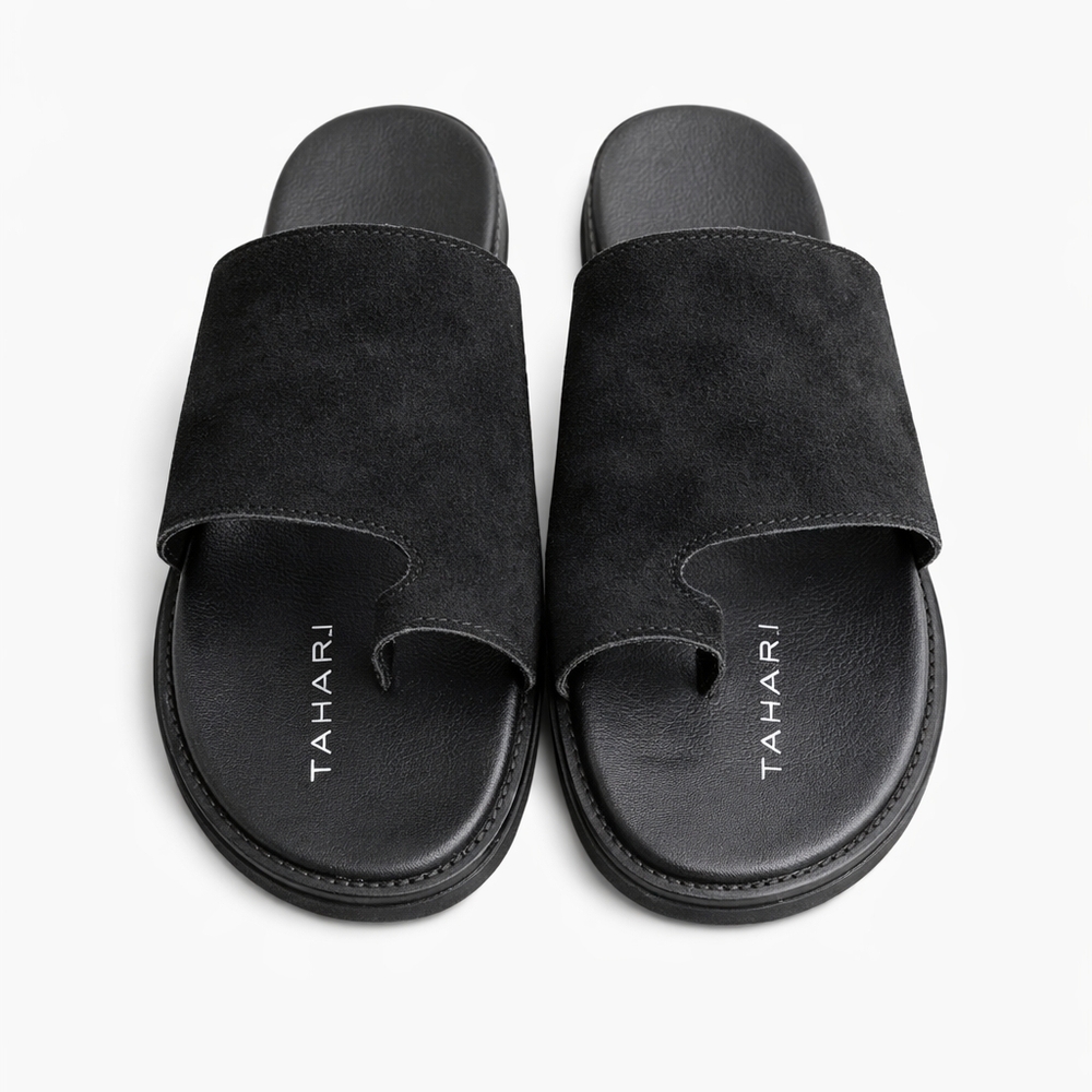 Tahari Black Suede Sandals Slides Sz.7 Low Heel Comfort Chic Summer - Picture 6 of 8